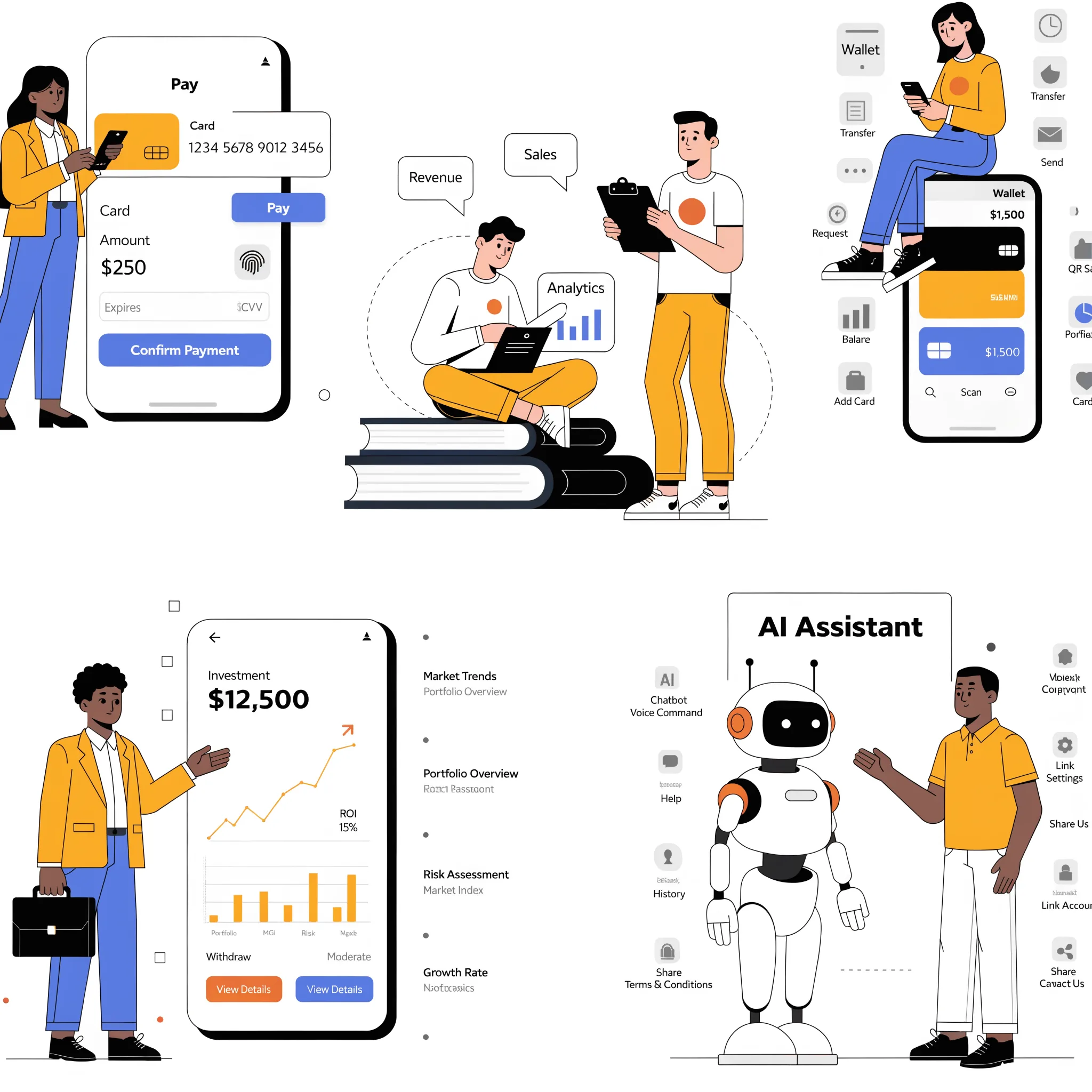 Fintech Mobile Banking Vectors